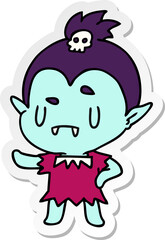 sticker cartoon illustration kawaii of cute vampire girl