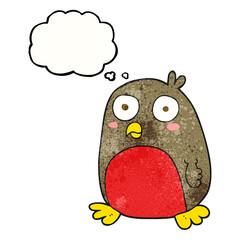 freehand drawn thought bubble textured cartoon christmas robin