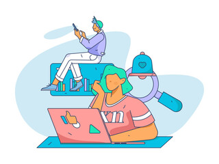 Business People Flat Vector Concept Operation Hand Drawn Illustration
