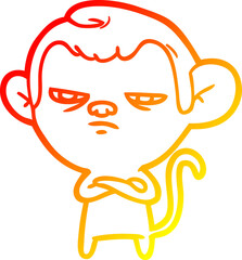 Obraz premium warm gradient line drawing of a cartoon monkey