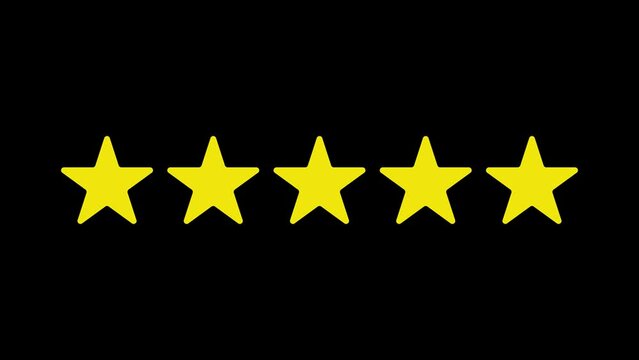 Five star rating review animation. Customer feedback rating 