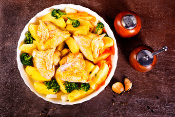 Raw chicken wings on big plate ready for cooking