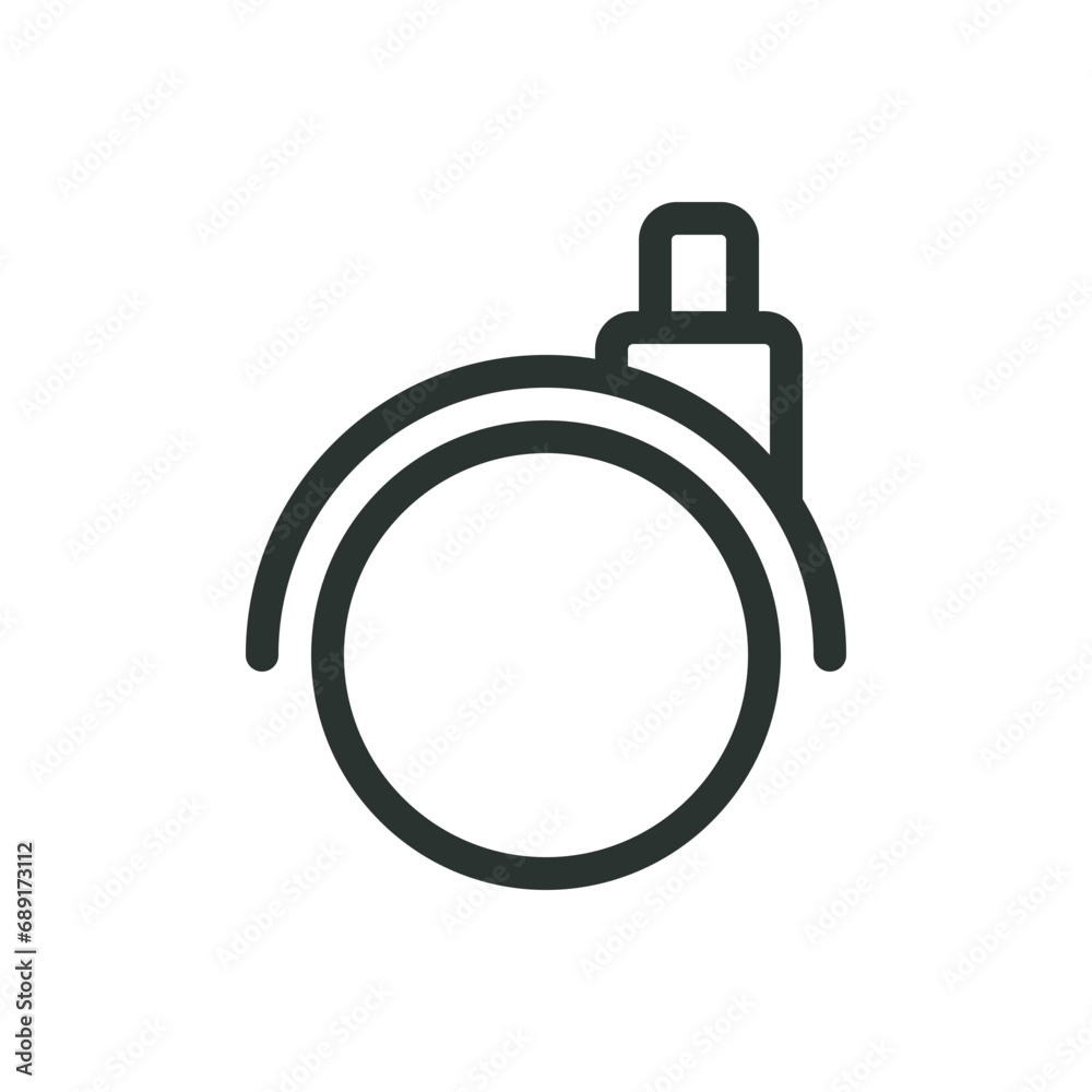 Wall mural office chair caster wheel isolated icon, swivel furniture wheels vector icon with editable stroke