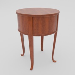 vintange table isolated on white background 3d rendering.