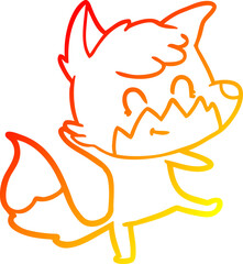 warm gradient line drawing of a cartoon friendly fox