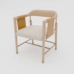 3d rendering modern chair isolated on white background in perspective view and wooden.
