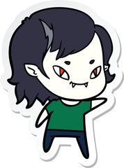 sticker of a cartoon friendly vampire girl