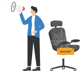 Labor shortage, workers needed not enough skill staff to fill in job vacancies, help wanted or employment demand concept, office chair.

