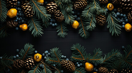 Naklejka premium Christmas flat lay background. 