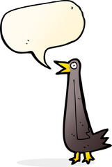funny cartoon bird with speech bubble