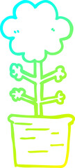 cold gradient line drawing of a cute cartoon flower