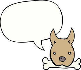 cartoon dog with bone with speech bubble