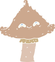 flat color style cartoon mushroom with face