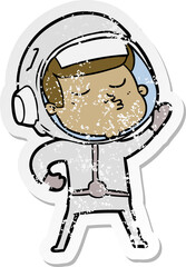 Obraz premium distressed sticker of a cartoon confident astronaut