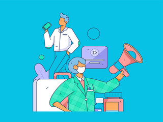 Business People Flat Vector Concept Operation Hand Drawn Illustration
