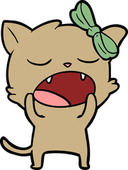 cartoon yawning cat