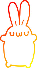 warm gradient line drawing of a cartoon rabbit