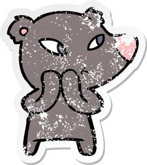 distressed sticker of a cute cartoon bear