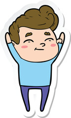 sticker of a happy cartoon man