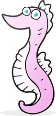 freehand drawn cartoon seahorse