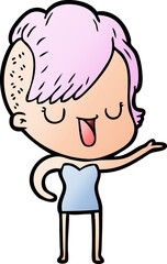 cute cartoon girl with hipster haircut