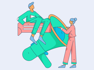 Business People Flat Vector Concept Operation Hand Drawn Illustration
