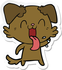 Obraz premium sticker of a cartoon panting dog