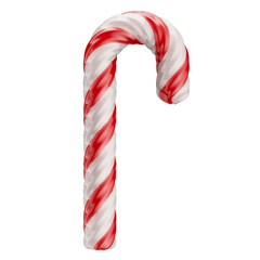 3D Christmas Candy - White with Red Stripes and Transparent Background