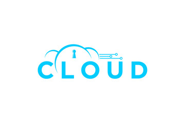 High security cloud storage data logo, modern technology icon symbol.