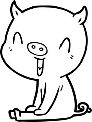 Obraz premium happy cartoon pig sitting