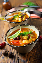 hot bean soup in bowl