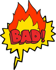 freehand drawn speech bubble cartoon Bad symbol