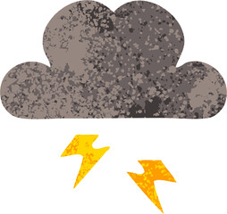 retro illustration style cartoon of a storm cloud