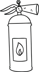 line drawing quirky cartoon fire extinguisher