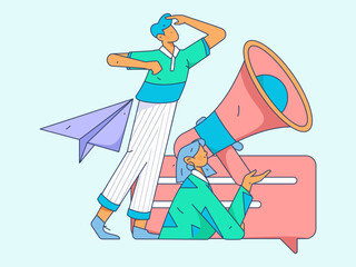 Business People Flat Vector Concept Operation Hand Drawn Illustration
