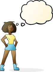 cartoon capable woman with thought bubble