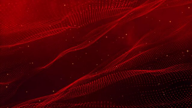 abstract technology red particles flow and digital red dots wave background. Futuristic technology digital abstract background concept.