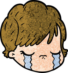 cartoon female face crying