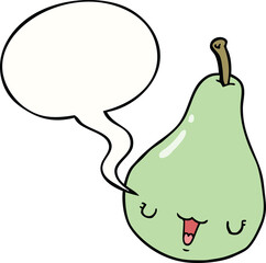 cartoon pear with speech bubble