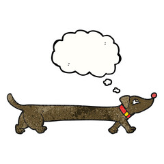 freehand drawn thought bubble textured cartoon dachshund