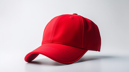 A red baseball cap on a white background