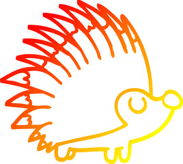 warm gradient line drawing of a cartoon spiky hedgehog