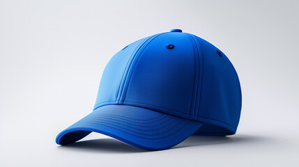 A blue baseball cap on a white background