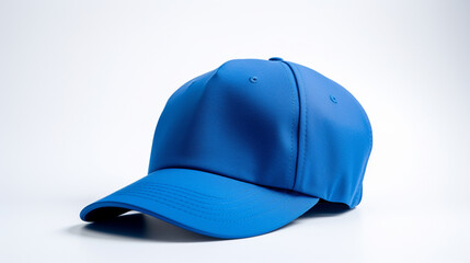 A blue baseball cap on a white background