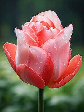 Soft Petals: Detailed Close-Up of a Pastel Pink Tulip