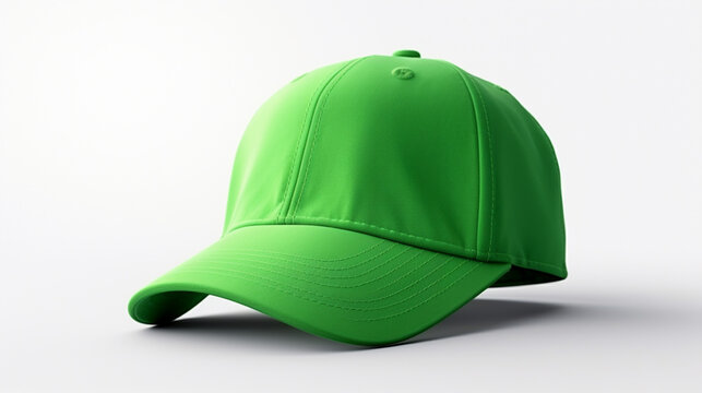 A green baseball cap on a white background