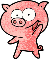 cheerful pig cartoon