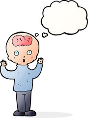cartoon genius with thought bubble