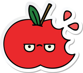 sticker of a cute cartoon red apple