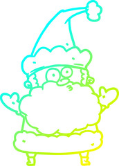 cold gradient line drawing of a confused santa claus shurgging shoulders